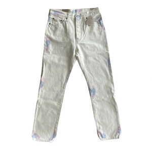Levi’s 501 Cotton Straight Leg High Rise Beige Tie-Dye Button Fly Jeans …